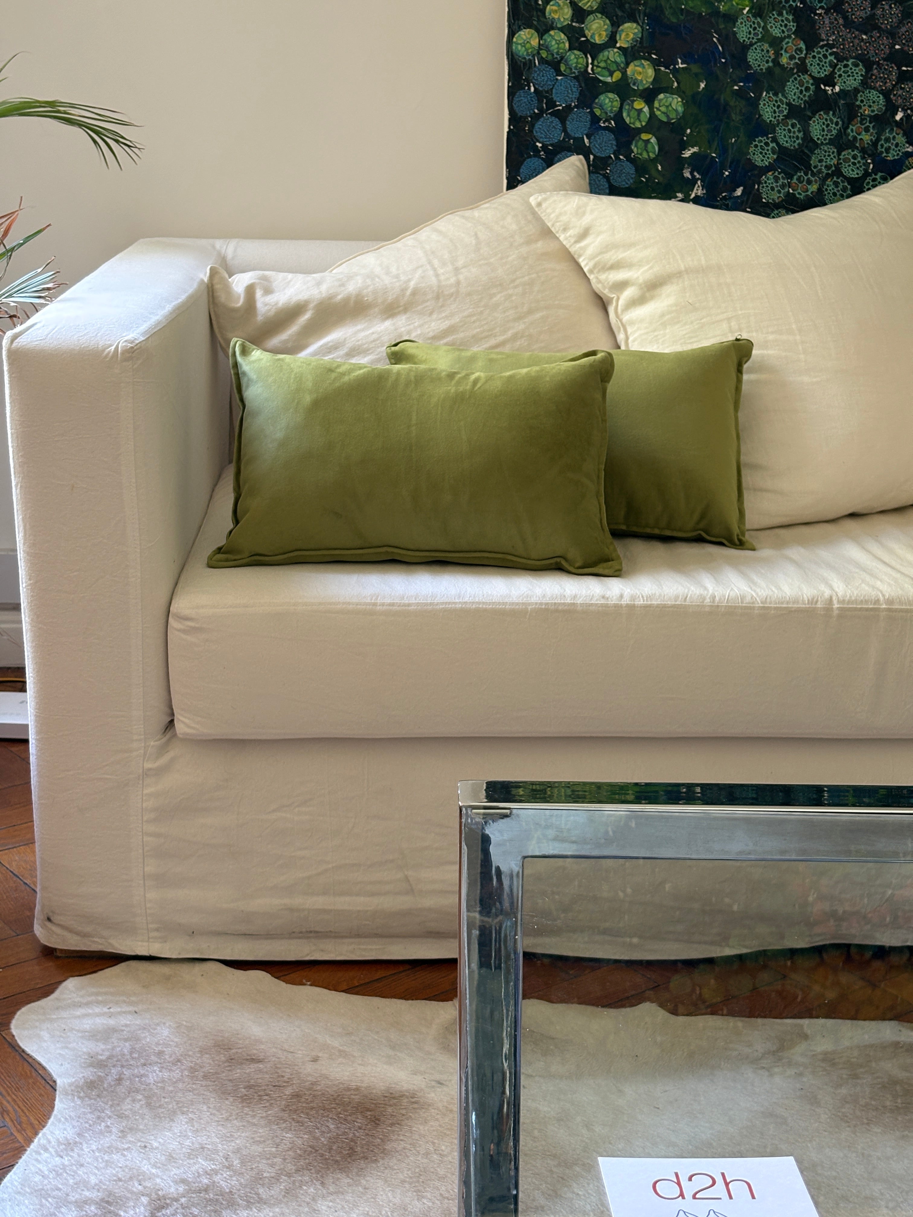 pack de almohadones pana verde