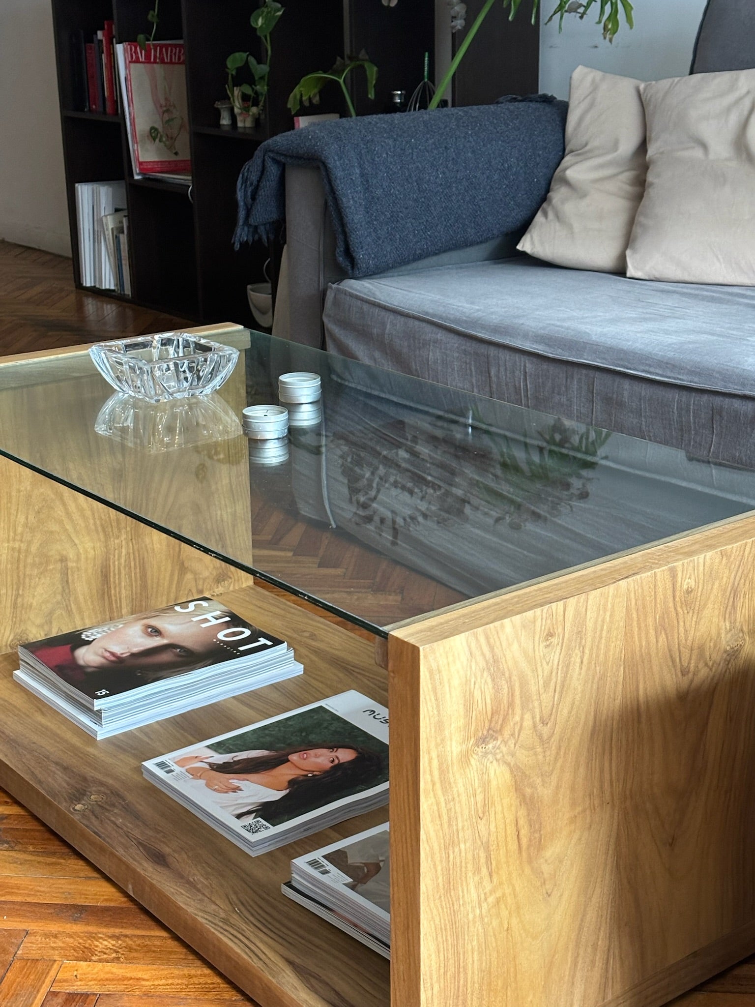 Mesa bloque petiribi + tapa de vidrio