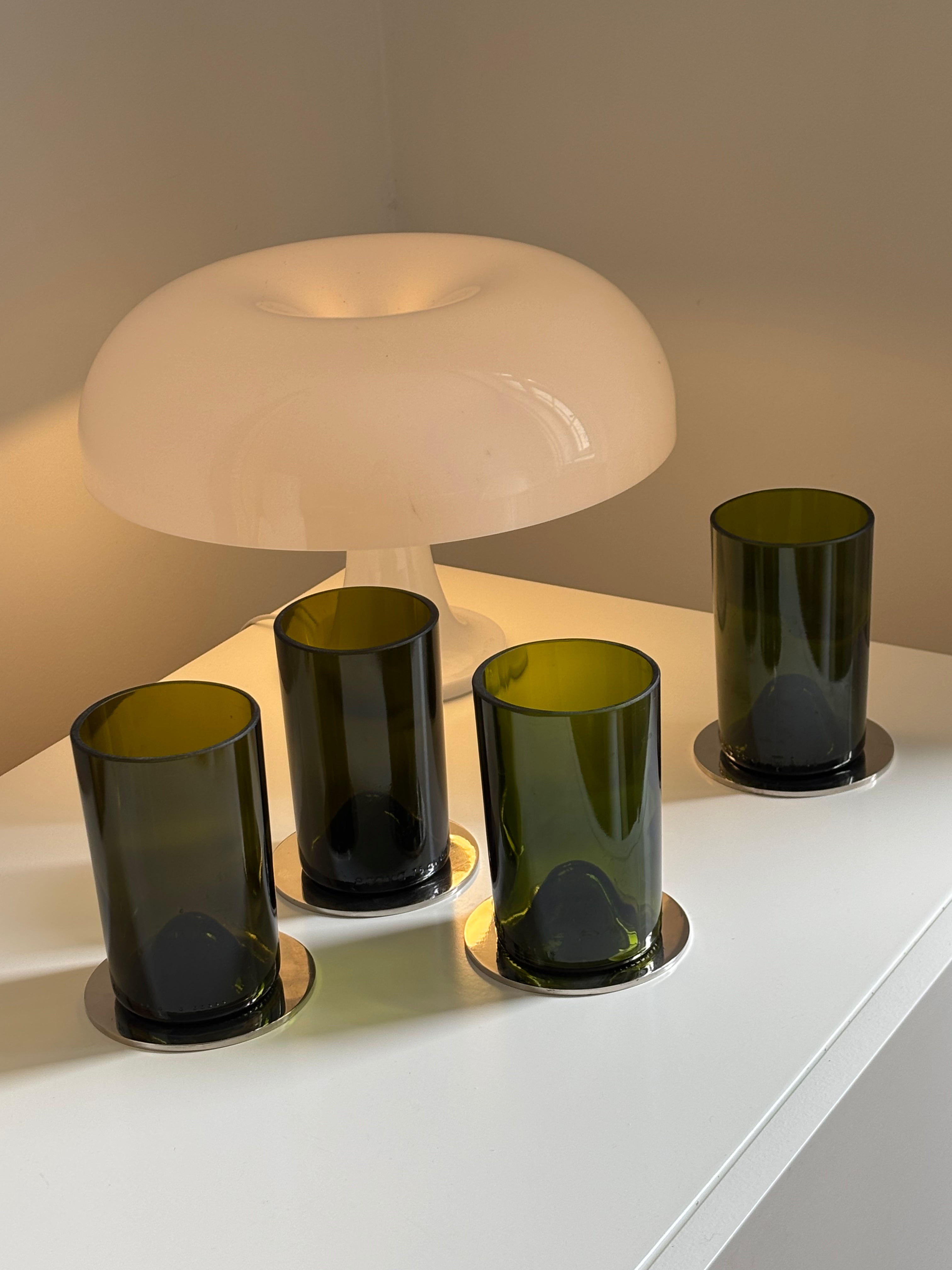 vasos de vidrio reciclado