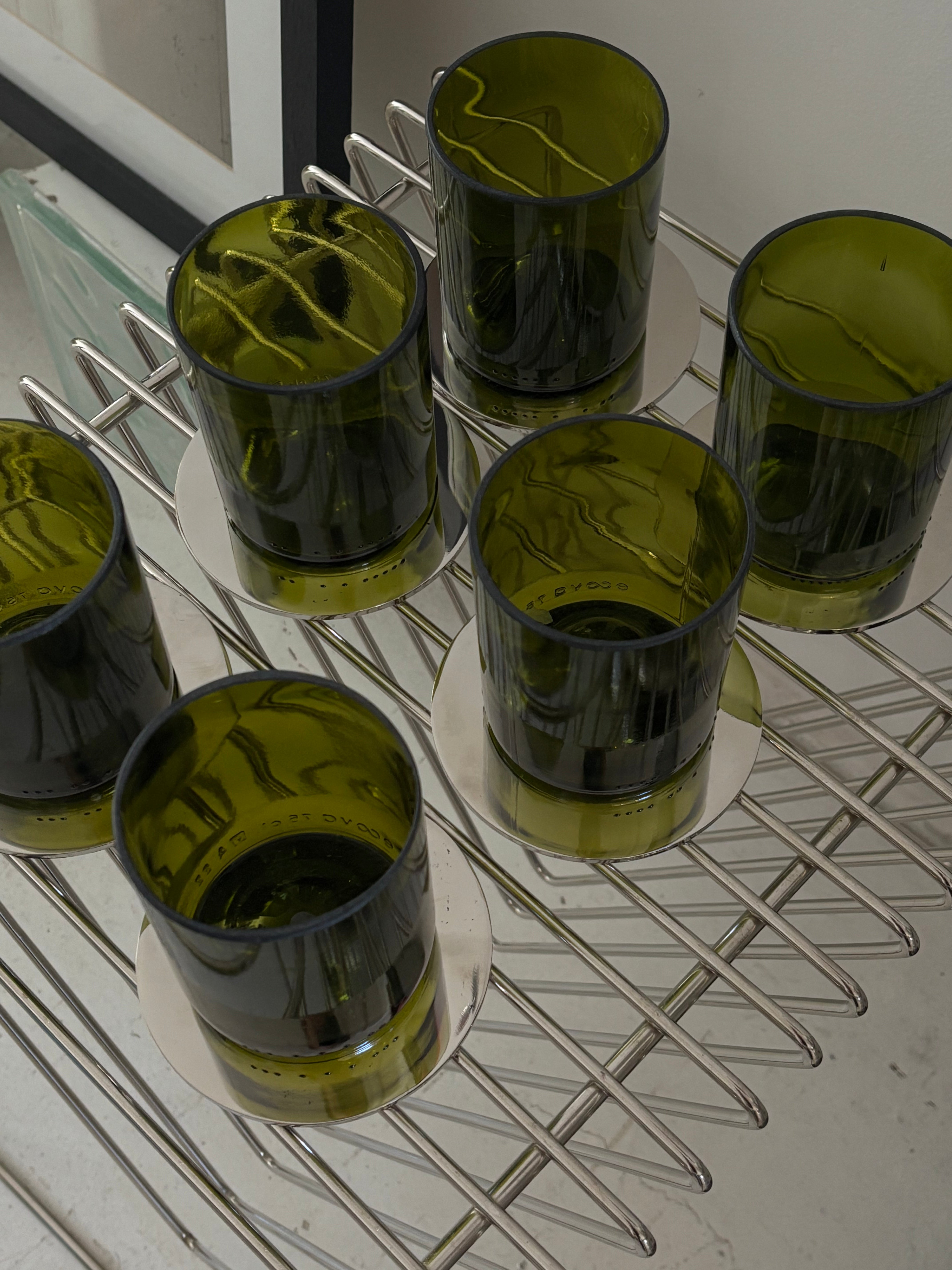 vasos de vidrio reciclado