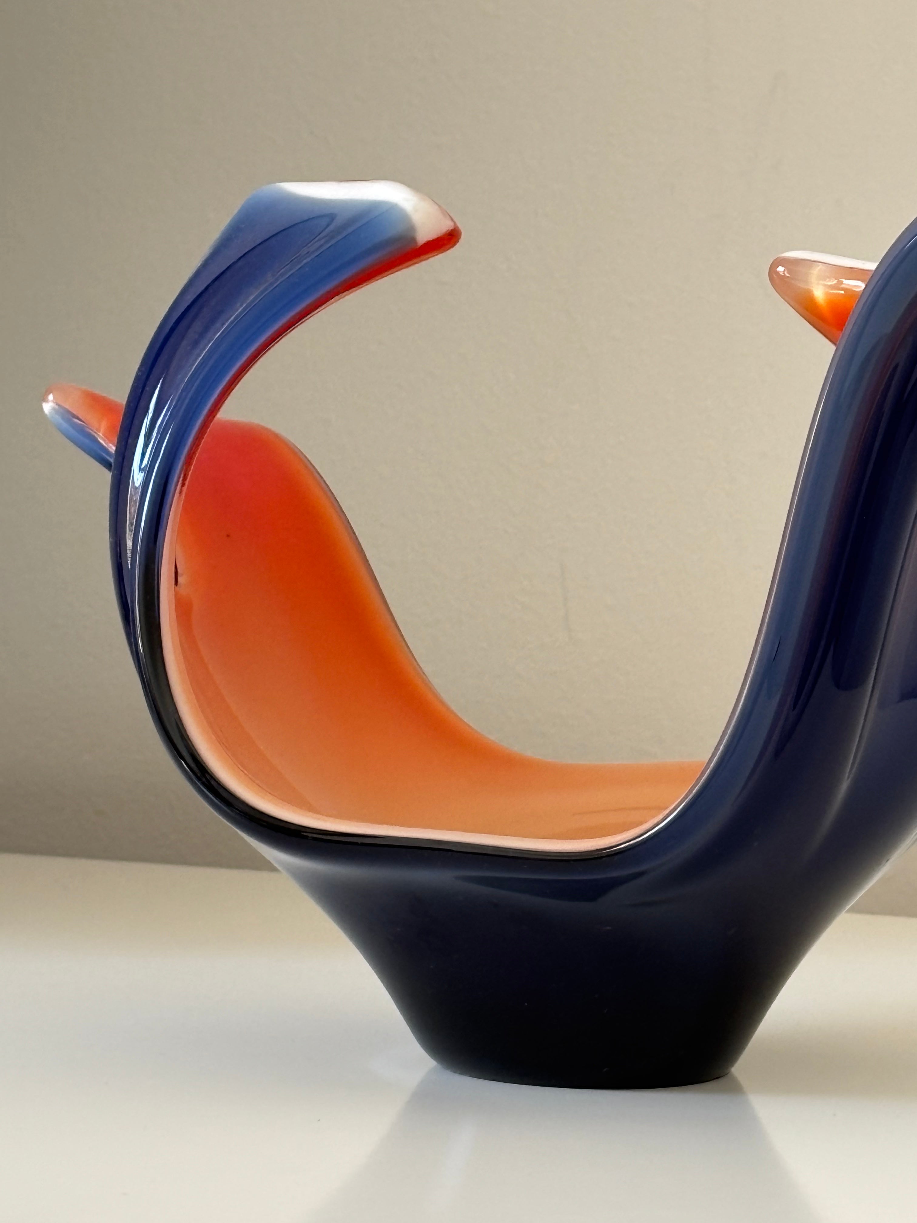 centro de mesa murano azul y naranja