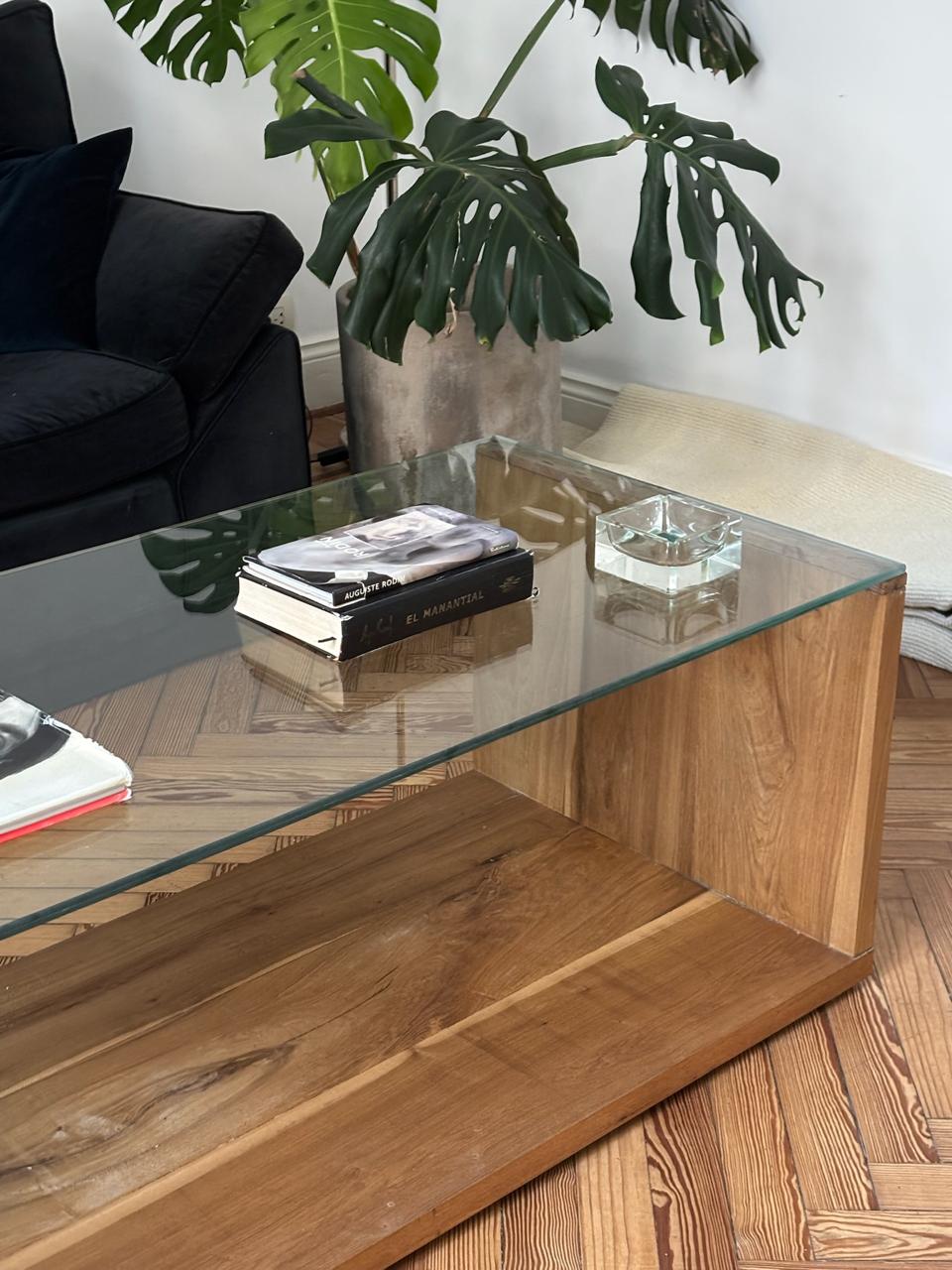 Mesa bloque petiribi + tapa de vidrio